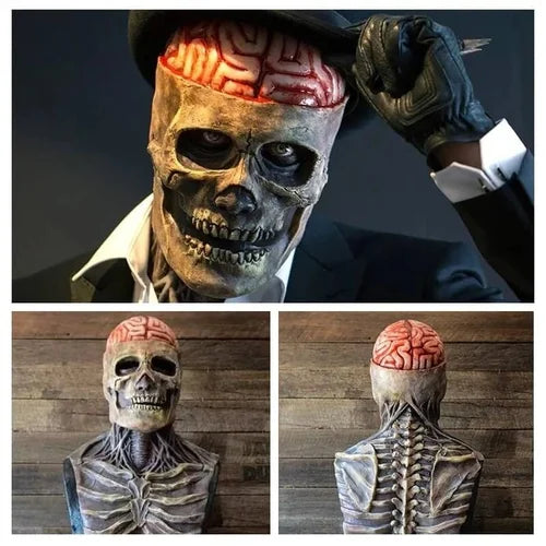 Oferta especial Halloween : Máscara de látex de cráneo de cerebro descubierto